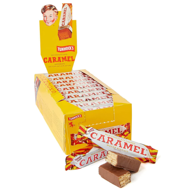 Tunnock's Real Milk Chocolate Caramel Wafer Giant Bar Bigger Bite Box of 36 x 37G | By Shanza Departmentels